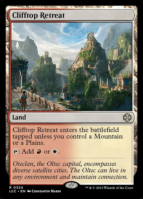 Clifftop Retreat, carta Magic di tipo Land illustrata da Constantin Marin