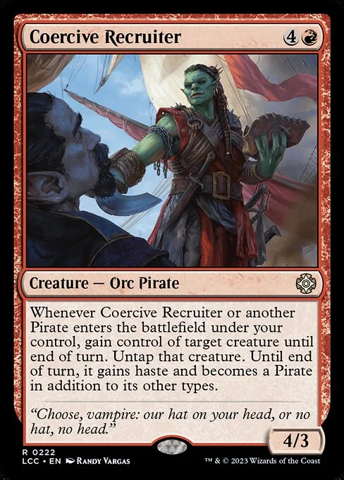 Coercive Recruiter, carta Magic di tipo Creature — Orc Pirate illustrata da Randy Vargas