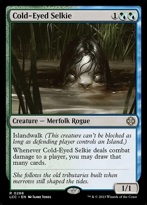 Cold-Eyed Selkie, carta Magic di tipo Creature — Merfolk Rogue illustrata da Jaime Jones