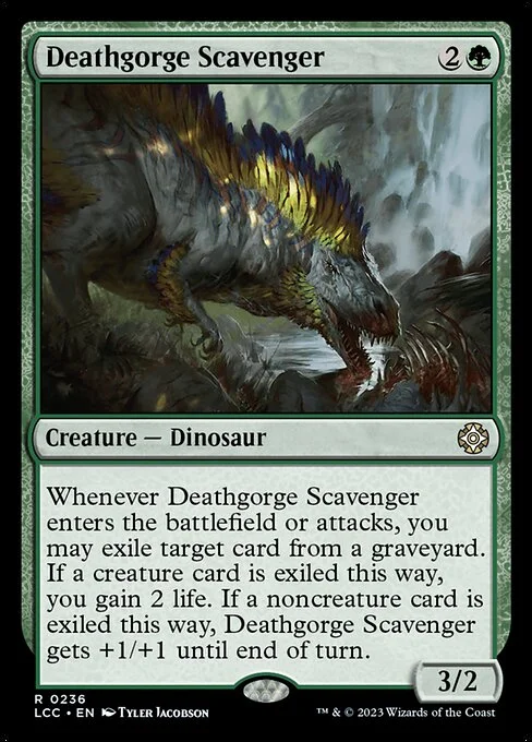 Deathgorge Scavenger, carta Magic di tipo Creature — Dinosaur illustrata da Tyler Jacobson