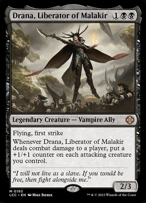 Drana, Liberator of Malakir, carta Magic di tipo Legendary Creature — Vampire Ally illustrata da Mike Bierek