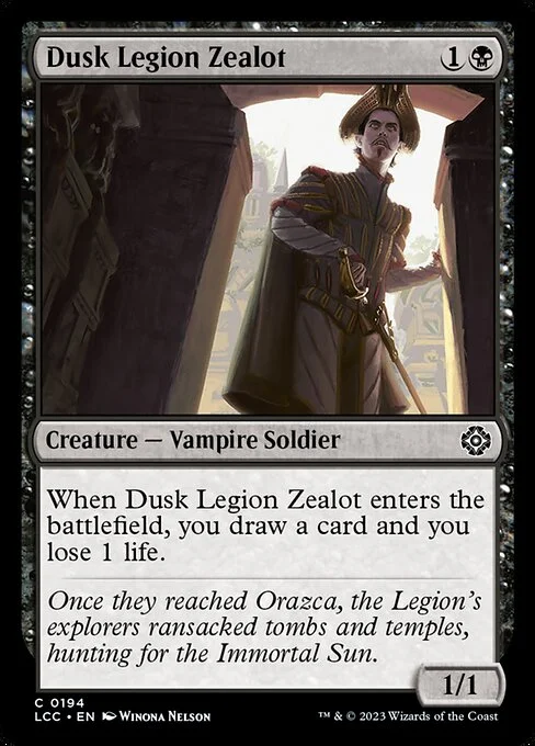 Dusk Legion Zealot, carta Magic di tipo Creature — Vampire Soldier illustrata da Winona Nelson
