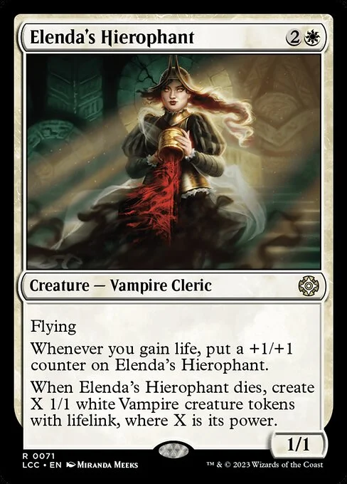 Elenda's Hierophant, carta Magic di tipo Creature — Vampire Cleric illustrata da Miranda Meeks