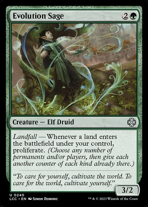 Evolution Sage, carta Magic di tipo Creature — Elf Druid illustrata da Simon Dominic
