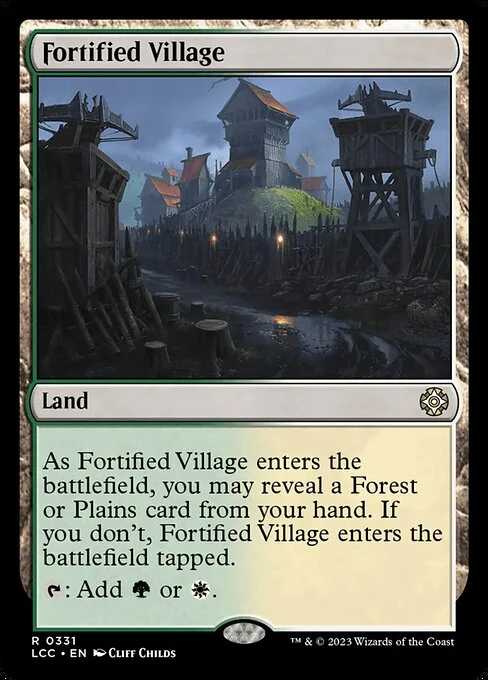 Fortified Village, carta Magic di tipo Land illustrata da Cliff Childs