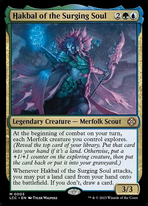 Hakbal of the Surging Soul, carta Magic di tipo Legendary Creature — Merfolk Scout illustrata da Tyler Walpole