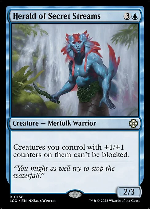 Herald of Secret Streams, carta Magic di tipo Creature — Merfolk Warrior illustrata da Sara Winters