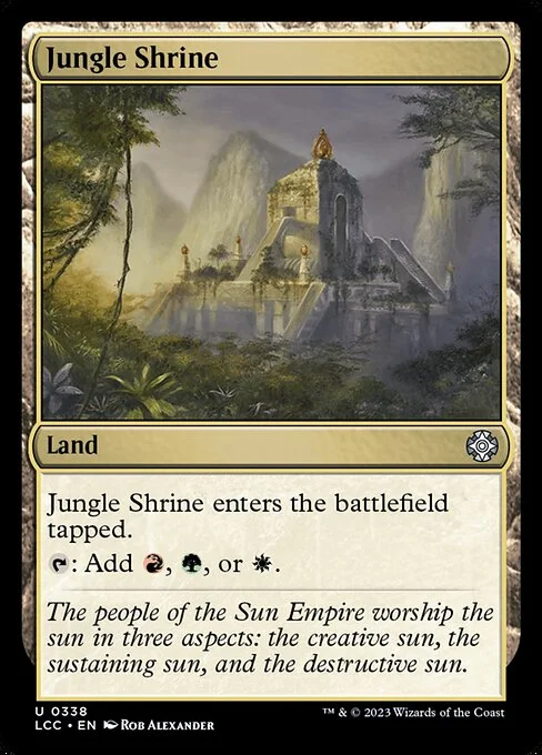 Jungle Shrine, carta Magic di tipo Land illustrata da Rob Alexander