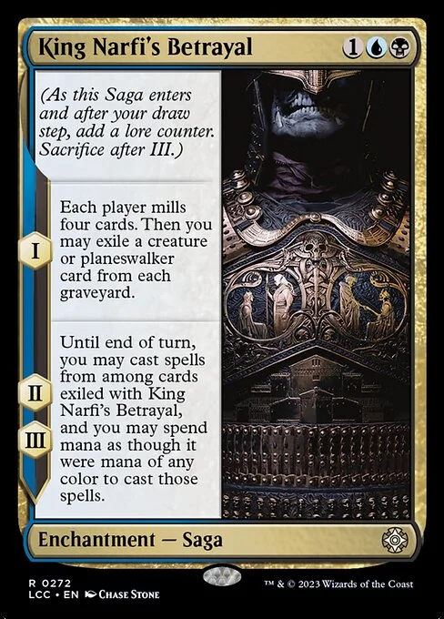 King Narfi's Betrayal, carta Magic di tipo Enchantment — Saga illustrata da Chase Stone