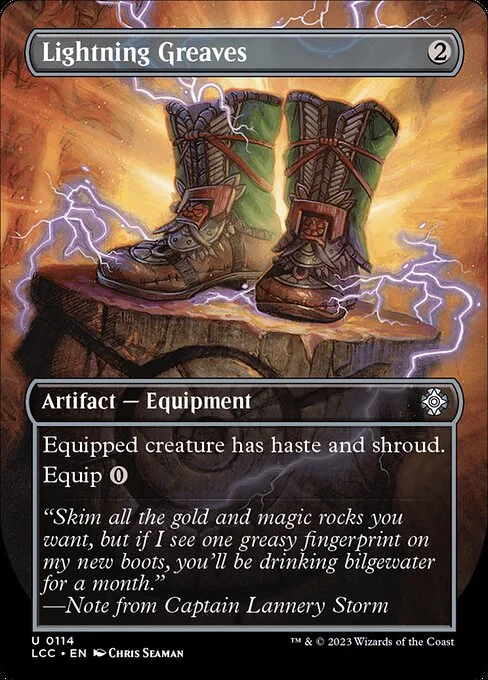 Lightning Greaves, carta Magic di tipo Artifact — Equipment illustrata da Chris Seaman