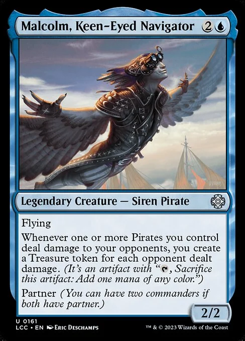 Malcolm, Keen-Eyed Navigator, carta Magic di tipo Legendary Creature — Siren Pirate illustrata da Eric Deschamps