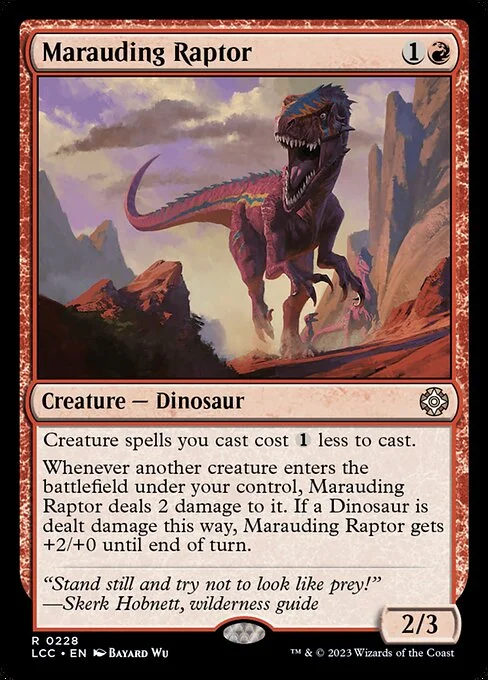 Marauding Raptor, carta Magic di tipo Creature — Dinosaur illustrata da Bayard Wu