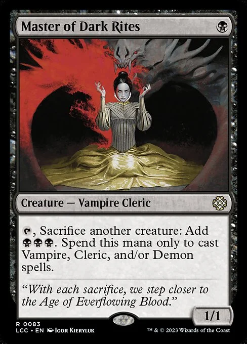 Master of Dark Rites, carta Magic di tipo Creature — Vampire Cleric illustrata da Igor Kieryluk