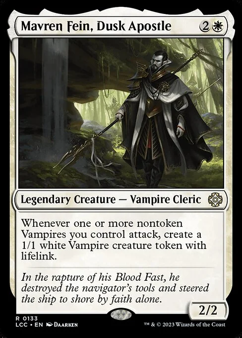 Mavren Fein, Dusk Apostle, carta Magic di tipo Legendary Creature — Vampire Cleric illustrata da Daarken