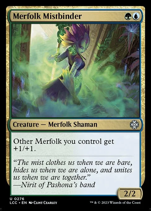 Merfolk Mistbinder, carta Magic di tipo Creature — Merfolk Shaman illustrata da Clint Cearley