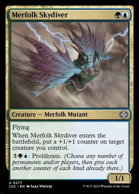Merfolk Skydiver, carta Magic di tipo Creature — Merfolk Mutant illustrata da Sara Winters