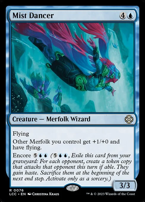 Mist Dancer, carta Magic di tipo Creature — Merfolk Wizard illustrata da Christina Kraus