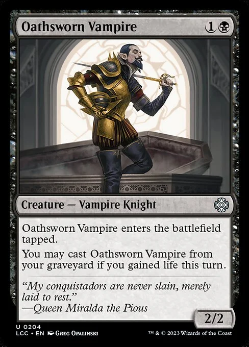 Oathsworn Vampire, carta Magic di tipo Creature — Vampire Knight illustrata da Greg Opalinski
