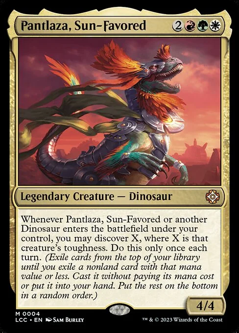 Pantlaza, Sun-Favored, carta Magic di tipo Legendary Creature — Dinosaur illustrata da Sam Burley