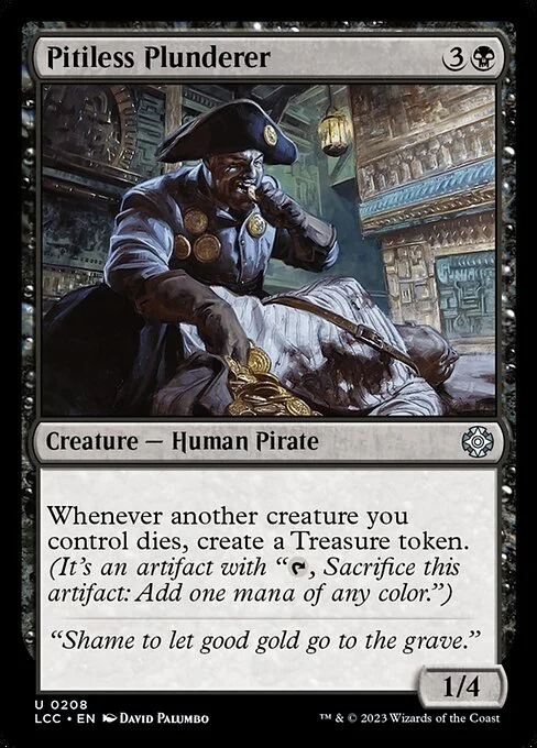 Pitiless Plunderer, carta Magic di tipo Creature — Human Pirate illustrata da David Palumbo