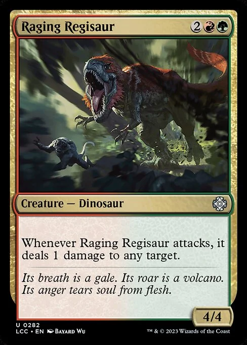 Raging Regisaur, carta Magic di tipo Creature — Dinosaur illustrata da Bayard Wu
