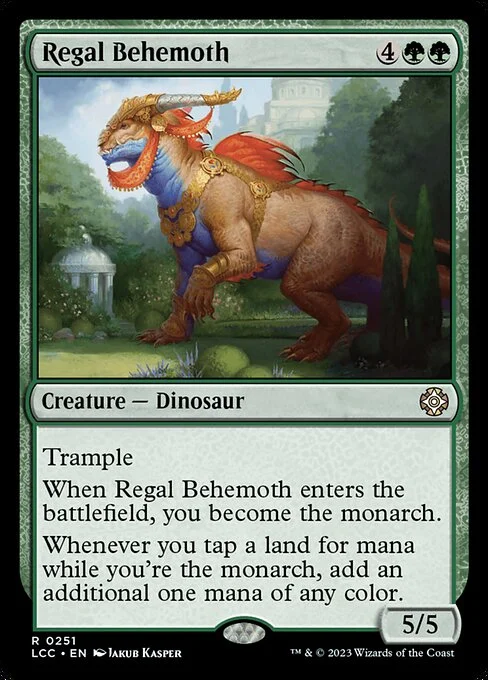 Regal Behemoth, carta Magic di tipo Creature — Dinosaur illustrata da Jakub Kasper