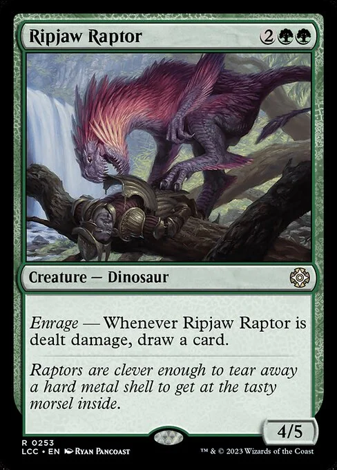 Ripjaw Raptor, carta Magic di tipo Creature — Dinosaur illustrata da Ryan Pancoast