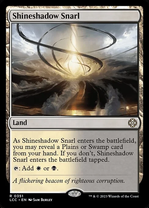 Shineshadow Snarl, carta Magic di tipo Land illustrata da Sam Burley