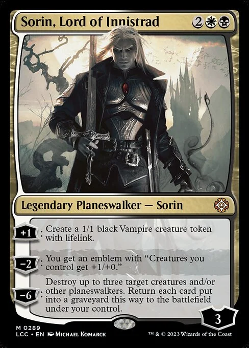 Sorin, Lord of Innistrad, carta Magic di tipo Legendary Planeswalker — Sorin illustrata da Michael Komarck