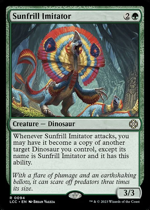 Sunfrill Imitator, carta Magic di tipo Creature — Dinosaur illustrata da Brian Valeza