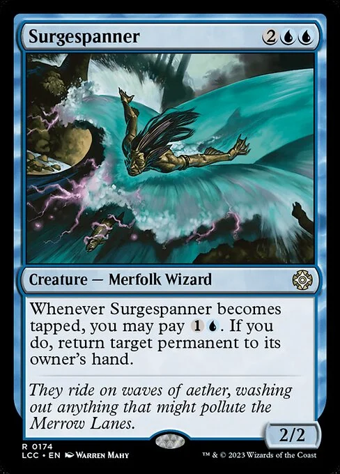 Surgespanner, carta Magic di tipo Creature — Merfolk Wizard illustrata da Warren Mahy