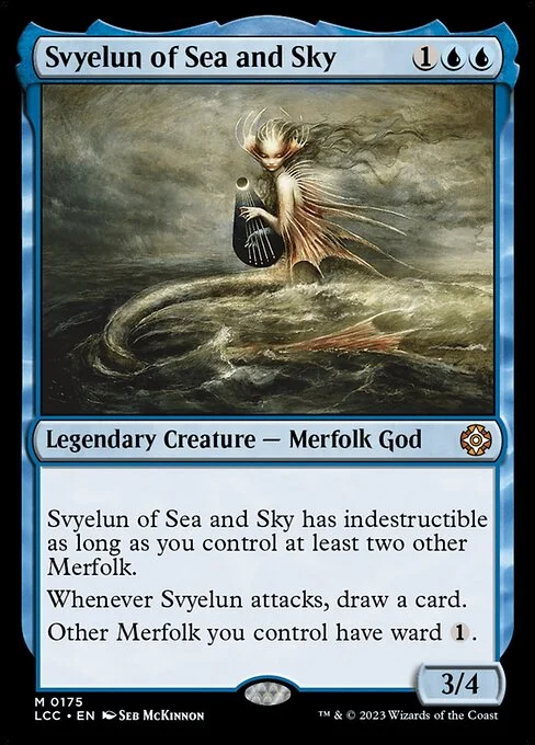 Svyelun of Sea and Sky, carta Magic di tipo Legendary Creature — Merfolk God illustrata da Seb McKinnon