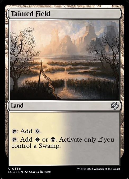 Tainted Field, carta Magic di tipo Land illustrata da Alayna Danner