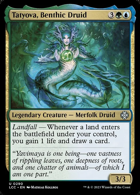 Tatyova, Benthic Druid, carta Magic di tipo Legendary Creature — Merfolk Druid illustrata da Mathias Kollros