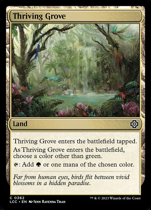 Thriving Grove, carta Magic di tipo Land illustrata da Ravenna Tran