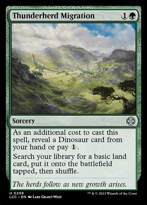 Thunderherd Migration, carta Magic di tipo Sorcery illustrata da Lars Grant-West