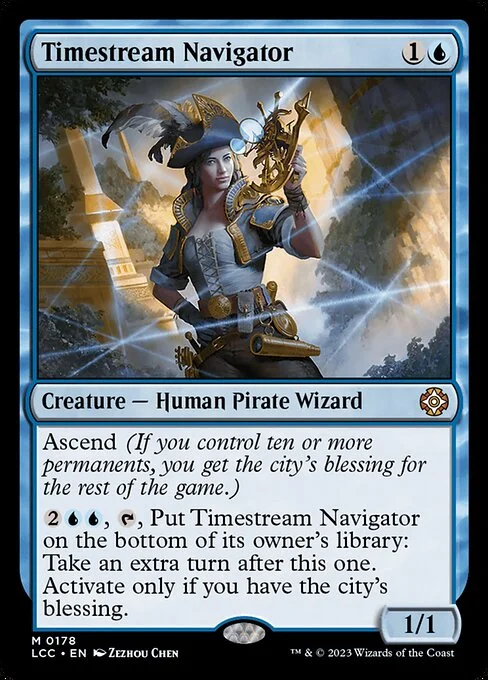 Timestream Navigator, carta Magic di tipo Creature — Human Pirate Wizard illustrata da Zezhou Chen