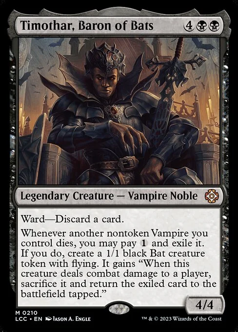 Timothar, Baron of Bats, carta Magic di tipo Legendary Creature — Vampire Noble illustrata da Jason A. Engle