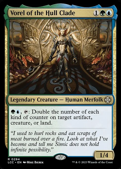 Vorel of the Hull Clade, carta Magic di tipo Legendary Creature — Human Merfolk illustrata da Mike Bierek