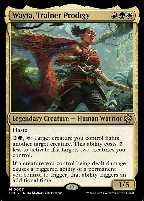 Wayta, Trainer Prodigy, carta Magic di tipo Legendary Creature — Human Warrior illustrata da Magali Villeneuve