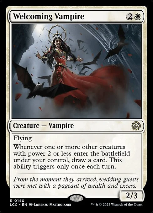 Welcoming Vampire, carta Magic di tipo Creature — Vampire illustrata da Lorenzo Mastroianni