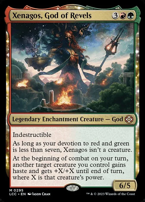 Xenagos, God of Revels, carta Magic di tipo Legendary Enchantment Creature — God illustrata da Jason Chan
