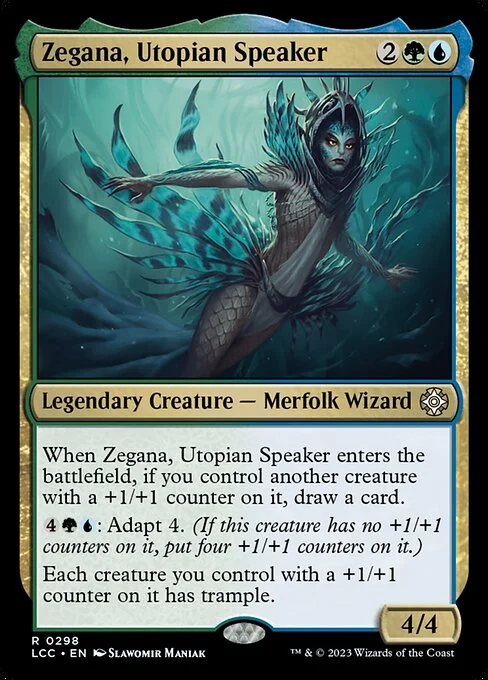 Zegana, Utopian Speaker, carta Magic di tipo Legendary Creature — Merfolk Wizard illustrata da Slawomir Maniak