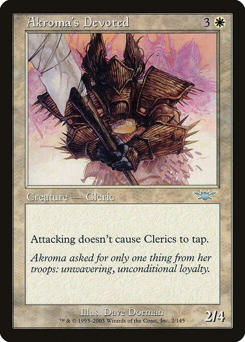 Akroma's Devoted, carta Magic di tipo Creature — Human Cleric illustrata da Dave Dorman