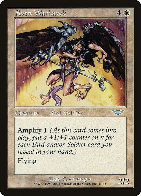 Aven Warhawk, carta Magic di tipo Creature — Bird Soldier illustrata da Glen Angus