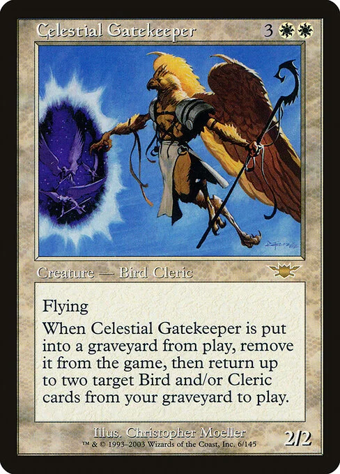 Celestial Gatekeeper, carta Magic di tipo Creature — Bird Cleric illustrata da Christopher Moeller