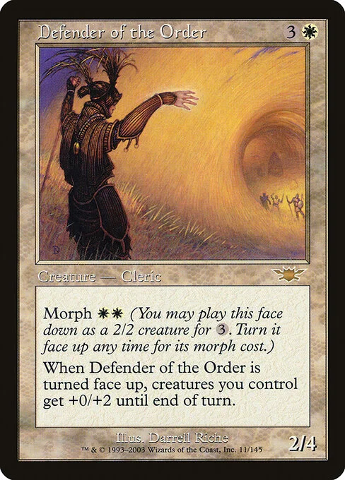 Defender of the Order, carta Magic di tipo Creature — Human Cleric illustrata da Darrell Riche