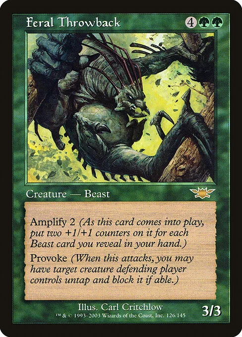 Feral Throwback, carta Magic di tipo Creature — Beast illustrata da Carl Critchlow