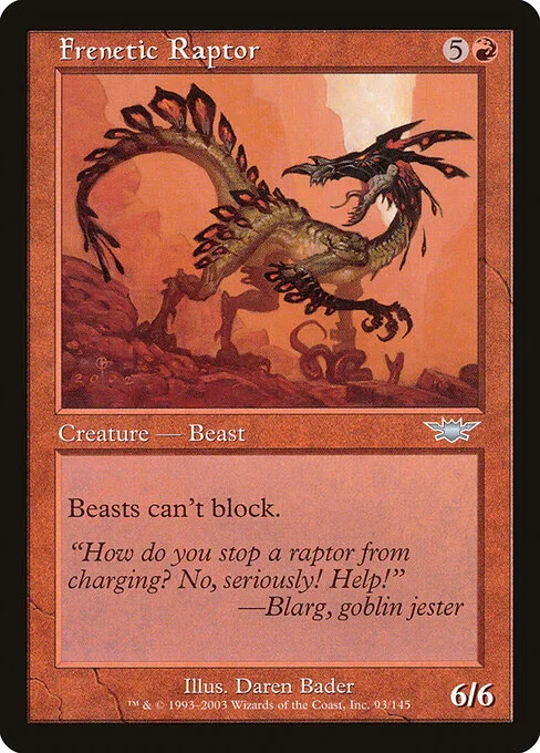 Frenetic Raptor, carta Magic di tipo Creature — Dinosaur Beast illustrata da Daren Bader