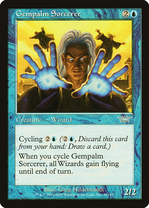 Gempalm Sorcerer, carta Magic di tipo Creature — Human Wizard Sorcerer illustrata da Greg Hildebrandt